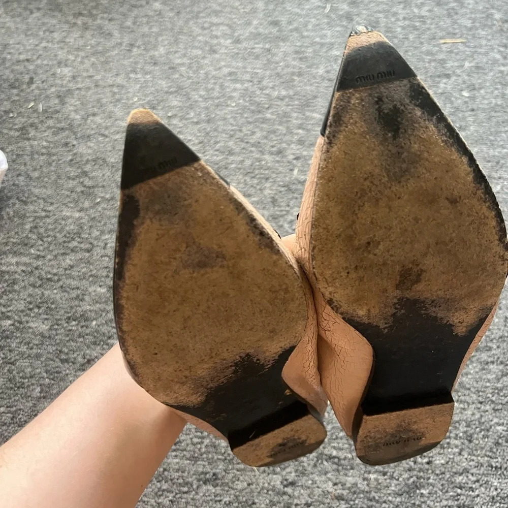 Miu Miu Pink Pointed Ballet Flats, Size 38.5 - image 5